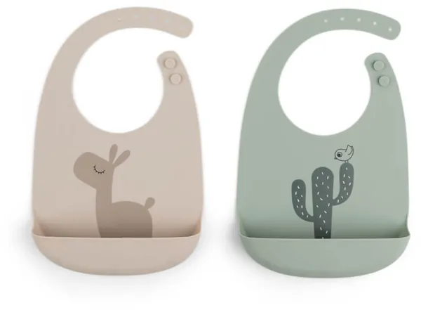 Silikonhaklapp 2 st. - lalee sand/grön